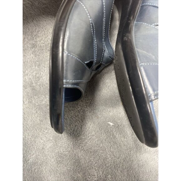 Clarks Womens Blue Strappy Heeled Slide Sandals Size US 7.5 Vtg Casual Office - Picture 6 of 10